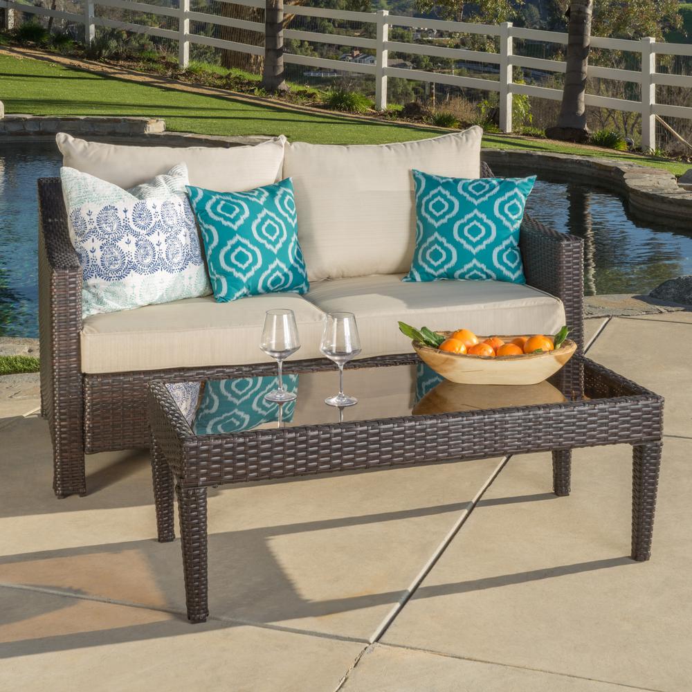 Leisure Made Marietta 4Piece Wicker Patio Conversation Set with