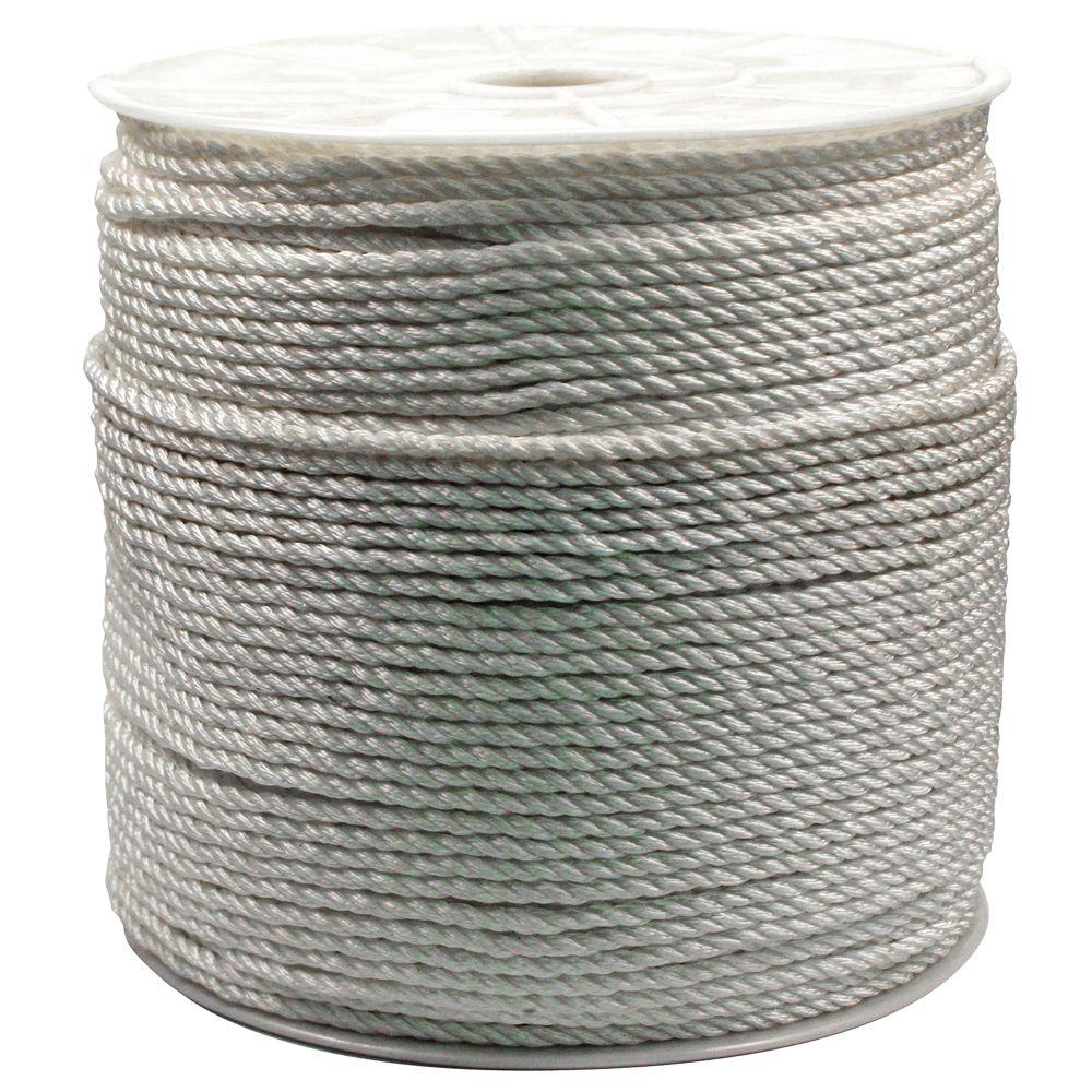 Rope King 1/4 in. x 1000 ft. Solid Braided Nylon Rope White-SBN-141000 ...