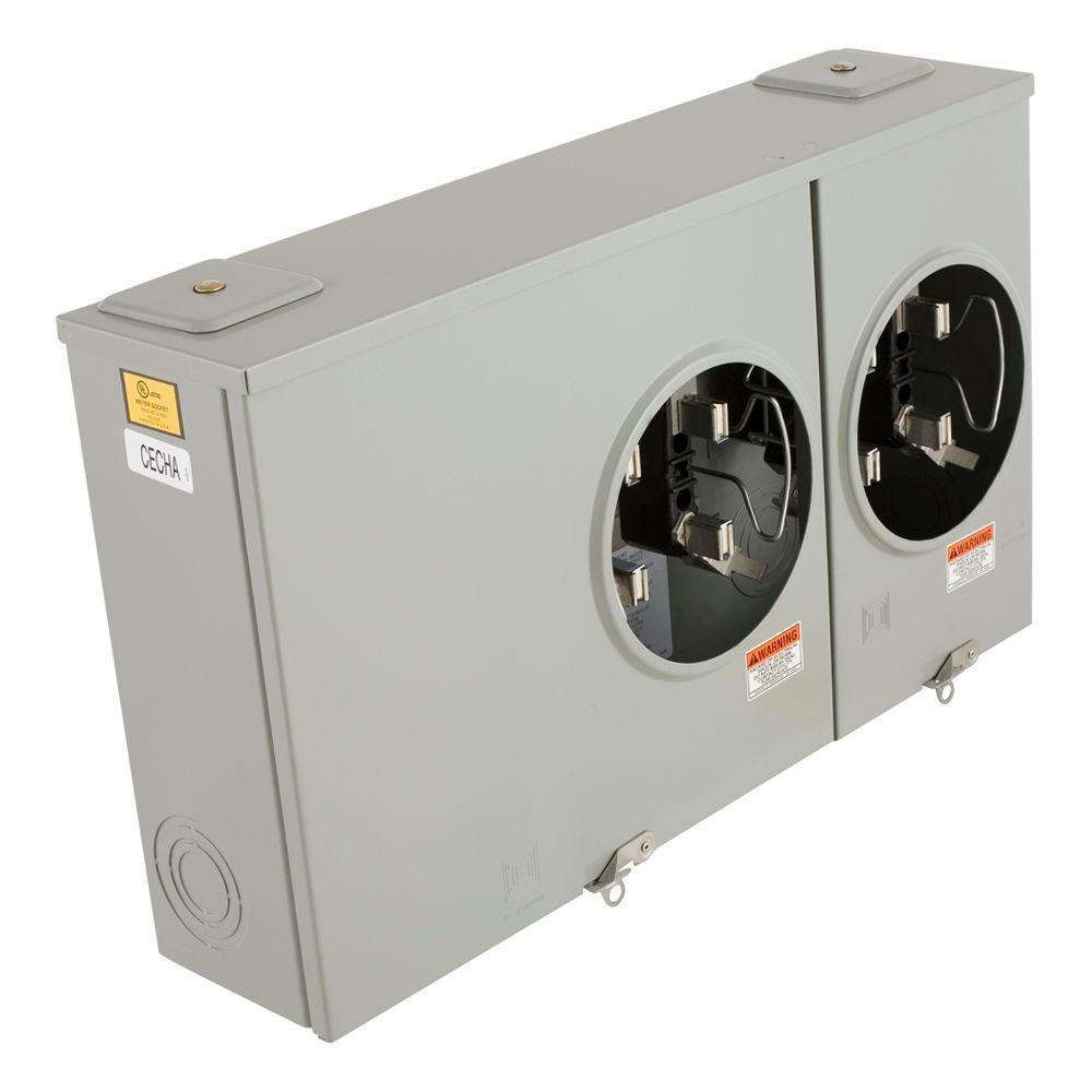 2 Gang Ringless Meter Socket Square Position Horn Bypass Surface Mount