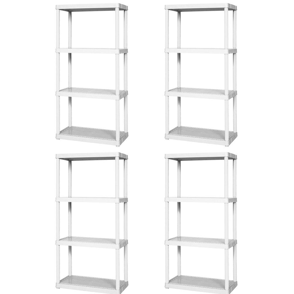 GRACIOUS LIVING 4Pack White 4Tier Plastic Garage Storage Shelving Unit (24 in. W x 48 in. H x