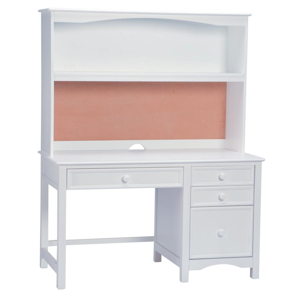 Wakefield White Pedestal Desk With Hutch Set 805055500 The Home Depot Wakefield White Pedestal Desk With Hutch Set