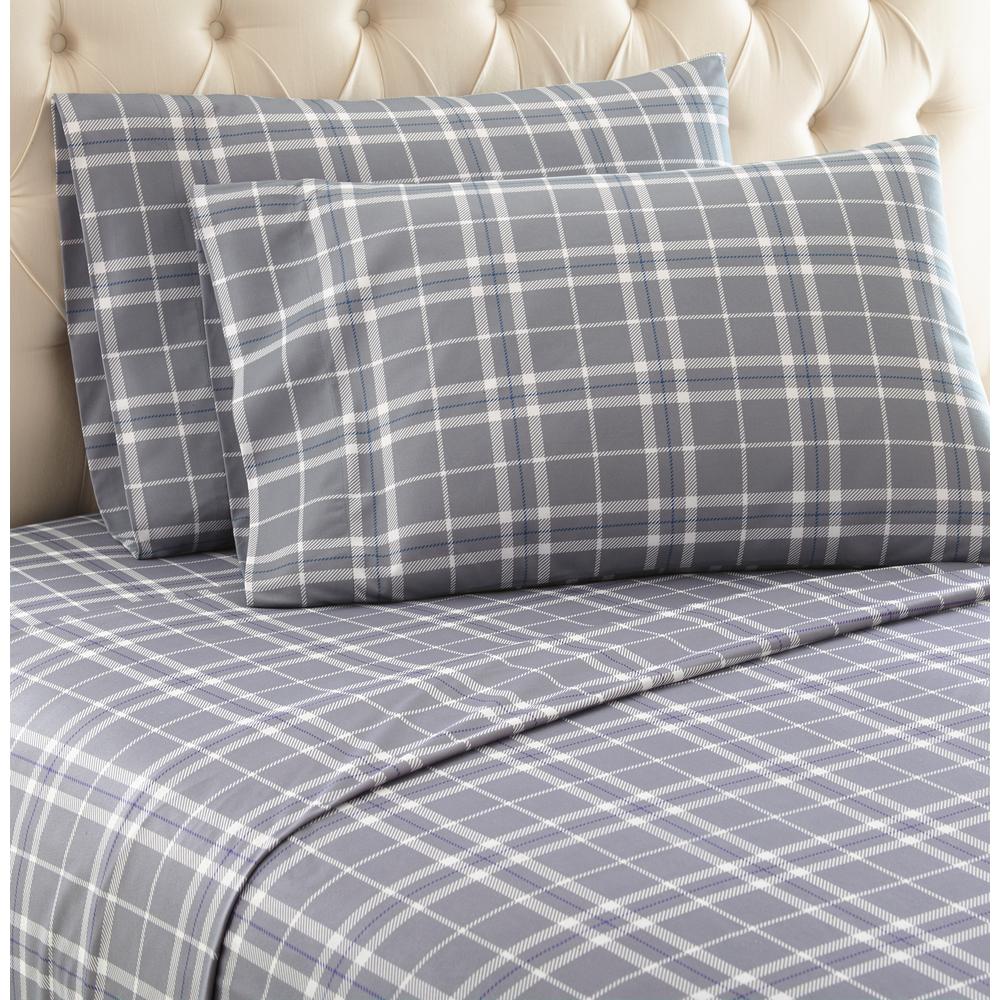 Micro Flannel 3 Piece Carlton Plaid Gray Twin Xl Printed Sheet Set Micro Flannel 3 Piece Carlton Plaid Gray Twin Xl Printed Sheet Set