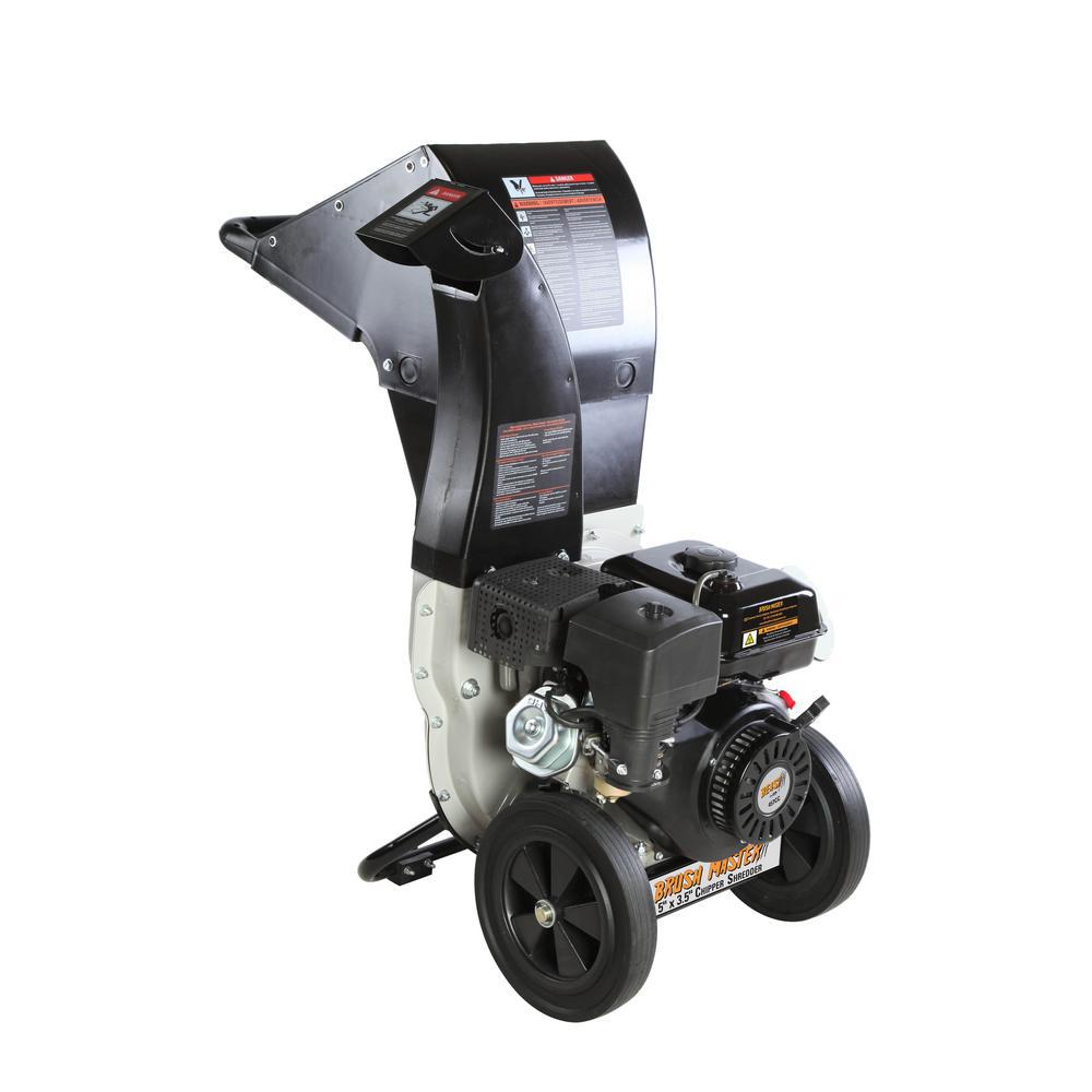 Brush Master 5 25 In X 3 75 Dia Gas Ed Chipper Shredder Dia Gas Ed Chipper Shredder 445 Cc 120 Volt Electric Start Pro Duty Top Discharge