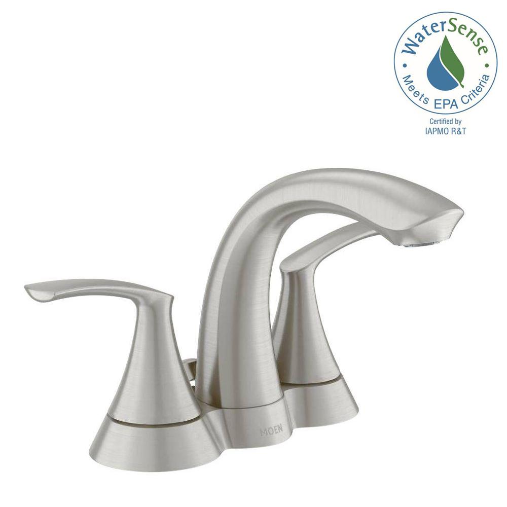 MOEN Darcy 4 In Centerset 2 Handle Bathroom Faucet In Spot Resist   Spot Resist Brushed Nickel Eco Moen Centerset Bathroom Sink Faucets Ws84550srn 64 300 