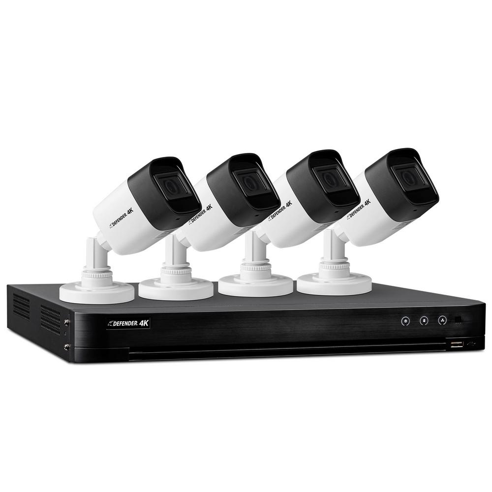 Defender Ultra HD 4K (8MP) 4 Channel 1TB DVR Security Camera System with Remote Viewing and 4 Cameras
