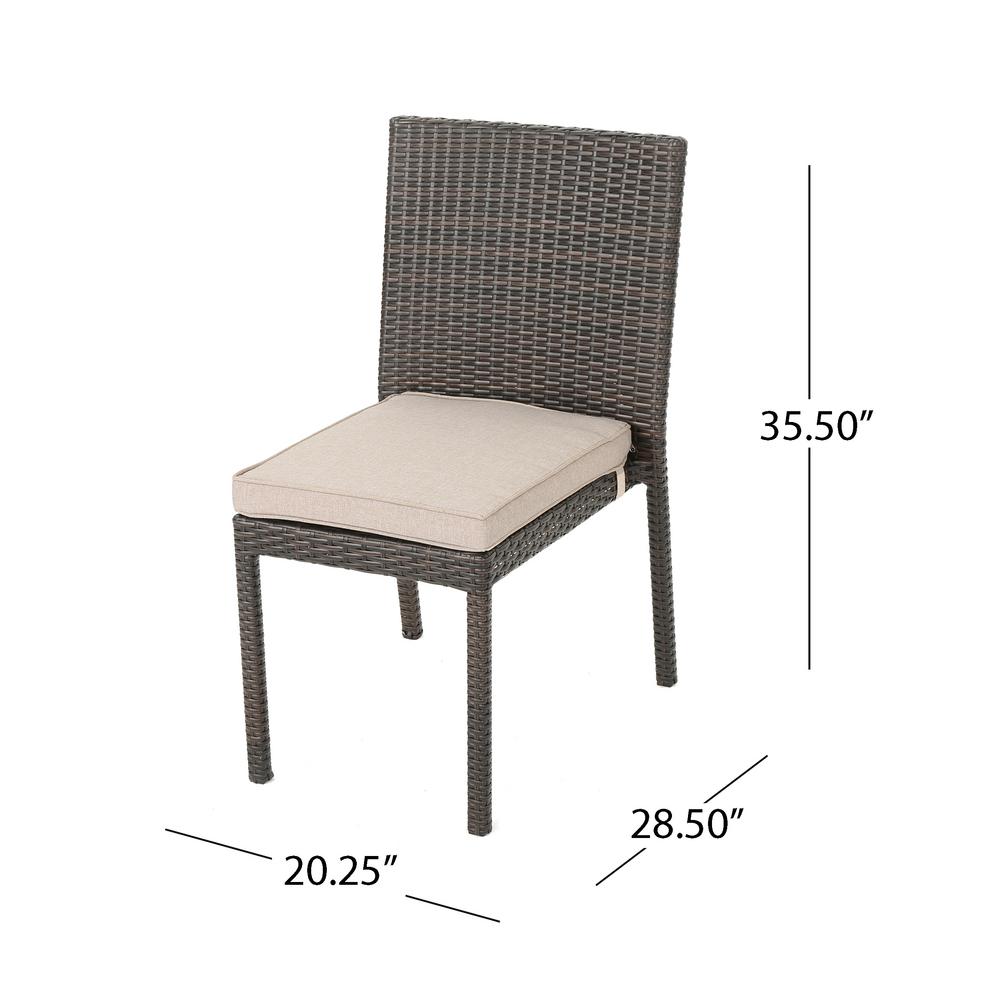 Noble House Grady Multi Brown 9 Piece Wicker Outdoor Dining Set With Beige Cushions 23611 The Home Depot