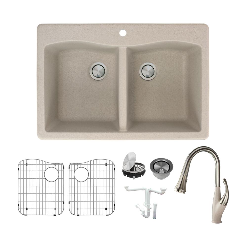 All In One Almond Kitchen Sinks Kitchen The Home Depot