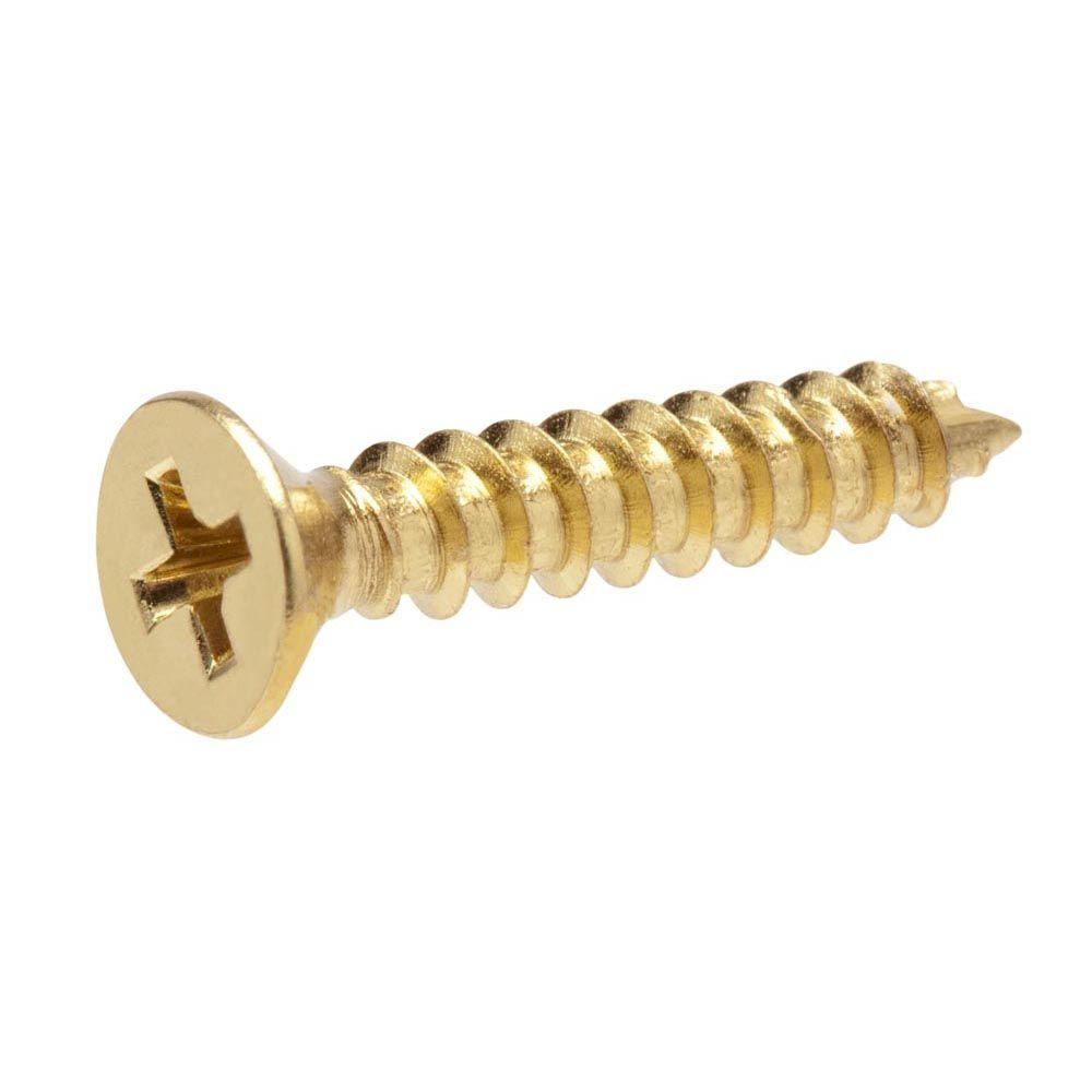 #6 x 2 Wood Screw Slotted Round Head Brass Pk 50