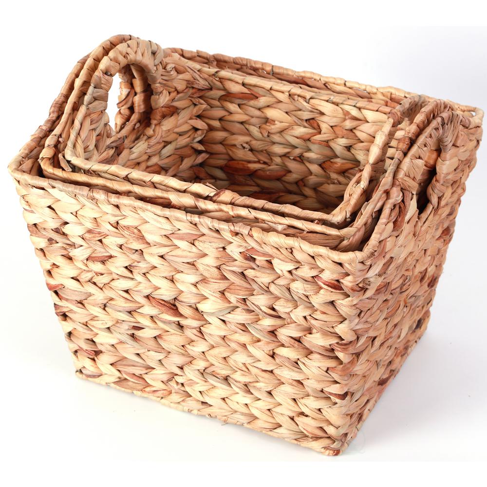 Vintiquewise 17 in. W x 11.25 in. H Brown Water Hyacinth Square Wicker ...