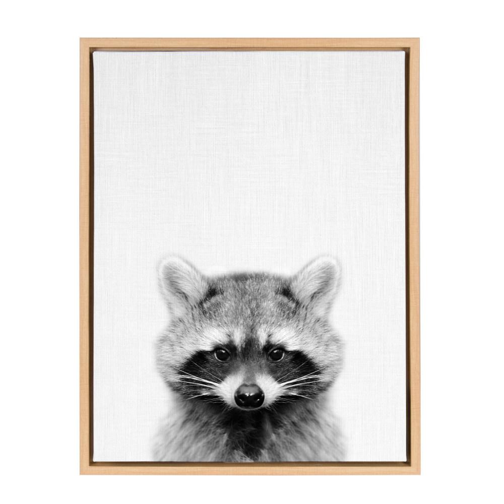 Kate and Laurel 24 in. x 18 in. "Raccoon" by Tai Prints Framed Canvas