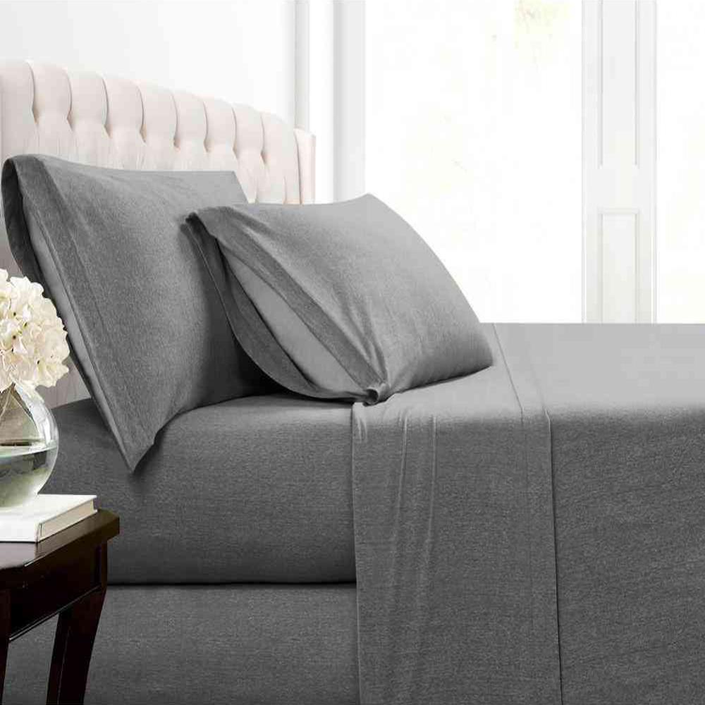 Morgan Home Mhf Cotton Blend Charcoal Jersey King Sheet Set Morgan Home Mhf Cotton Blend Charcoal Jersey King Sheet Set