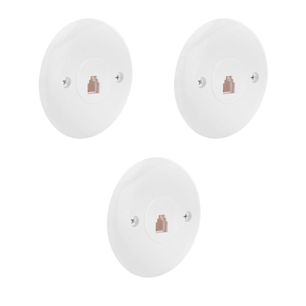 Commercial Electric 1 Gang 1Line Round Wall Jack Wall Plate, White (3