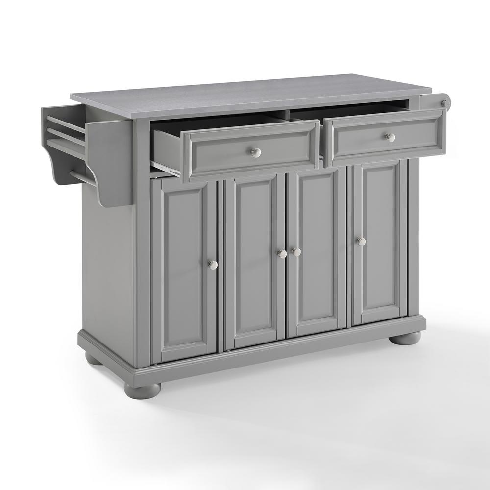Crosley Furniture Alexandria Gray Kitchen Island With Stainless Steel Top Kf30202agy The Home Depot