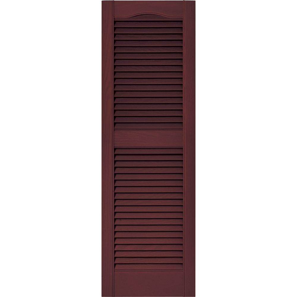 Builders Edge 15 in. x 48 in. Louvered Vinyl Exterior Shutters Pair in ...