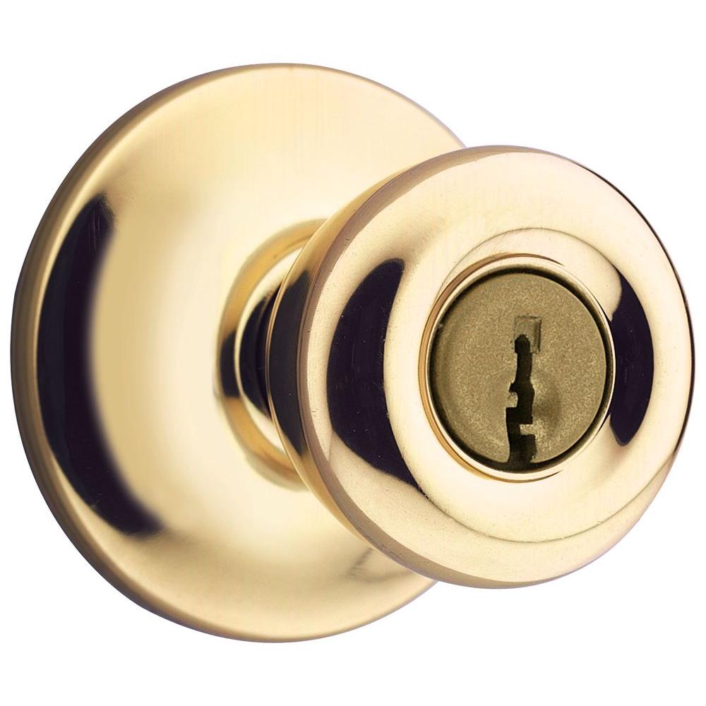 Kwikset Tylo Polished Brass Keyed Entry Door Knob L147533