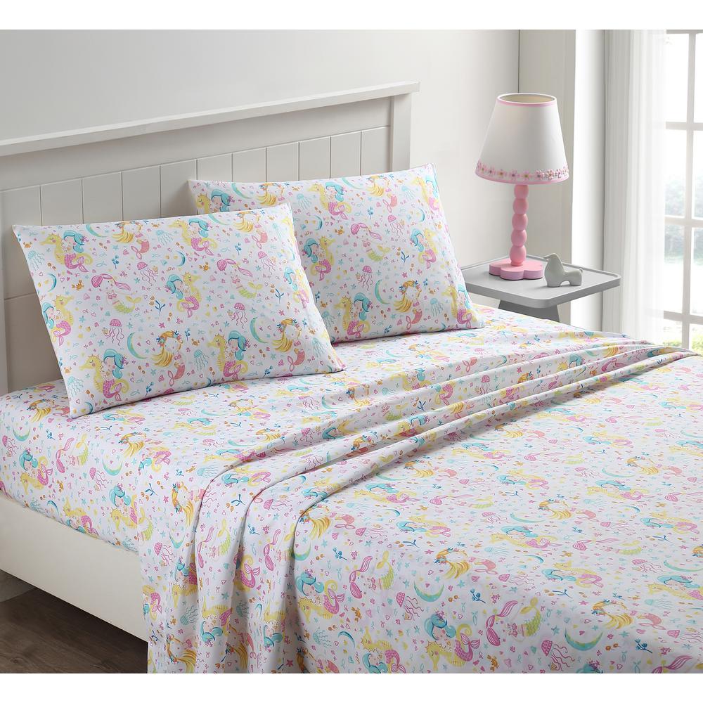 Kute Kids 4 Piece Pretty Mermaids Queen Sheet Set M611575 The Home Depot