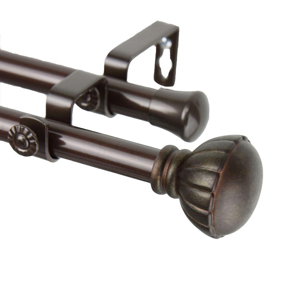 Rod Desyne 120 In 170 Telescoping Curtain Cocoa With 120 In 170 Double Telescoping Curtain Rod Cocoa