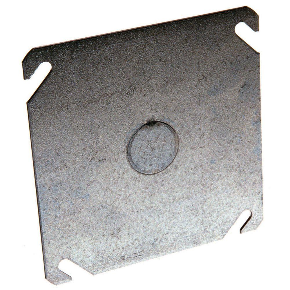 Knockout Flat Round Cover with 1//2 in 3-1//2 in