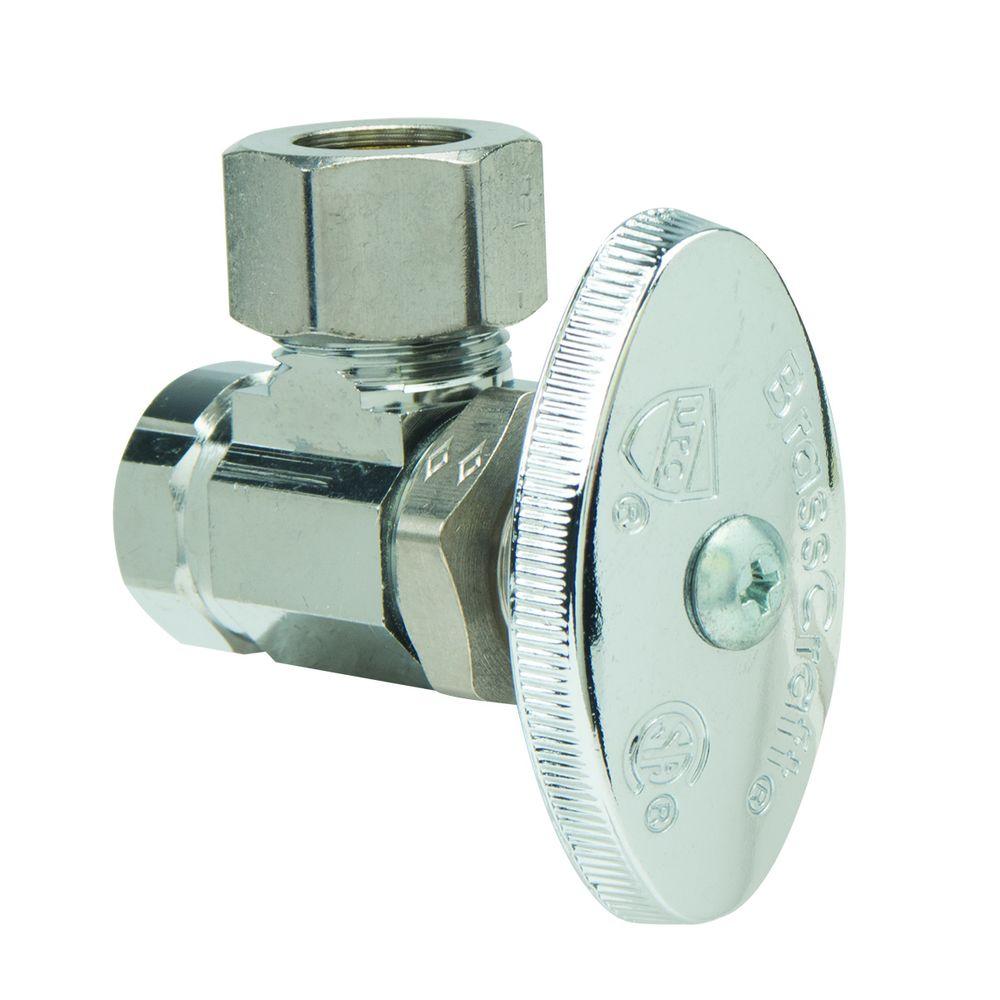 BrassCraft 3/8 in. FIP Inlet x 1/2 in. O.D. Compression Outlet Brass MultiTurn Angle Valve with