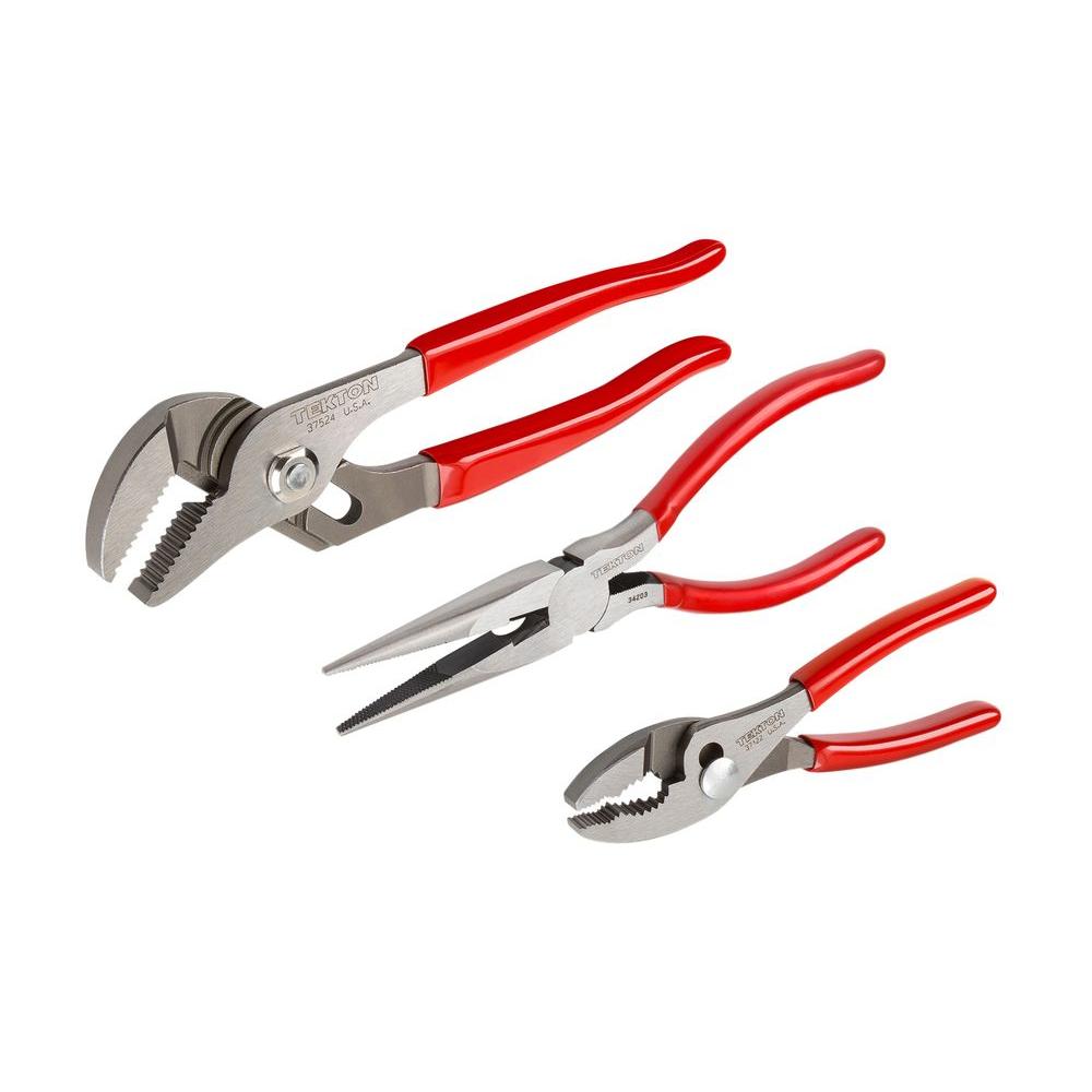 UPC 020209000038 product image for TEKTON Slip Joint, Long Nose, Groove Joint Pliers Set (3-Piece) | upcitemdb.com