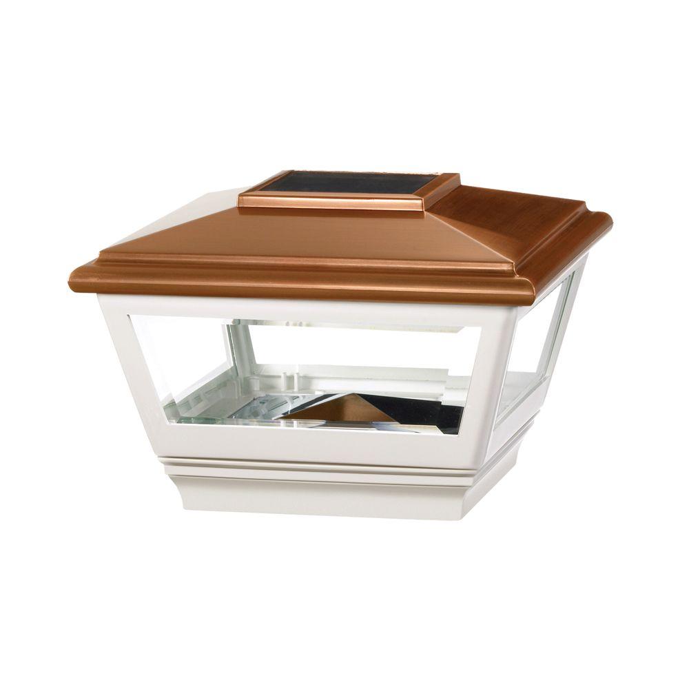 Veranda 4 in. x 4 in. Vinyl Solar Light Copper Top Square Post Cap with