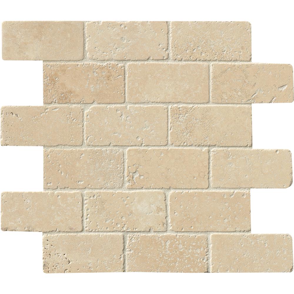 Msi Durango 12 In X 8mm Tumbled Travertine Mesh Mounted Msi Durango 12 In X 8mm Tumbled Travertine Mesh Mounted