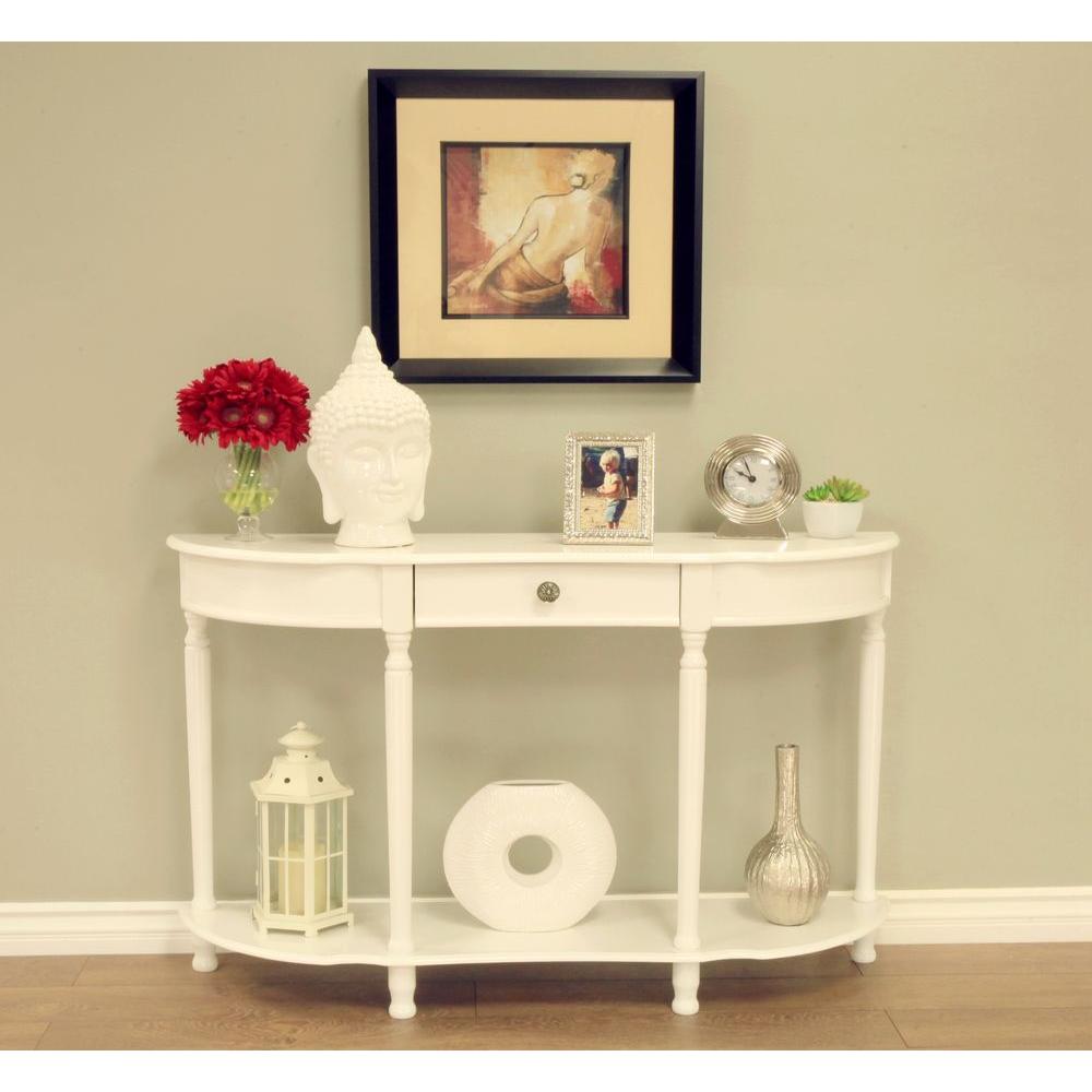 Homecraft Furniture White Storage Console TableWH1598 The Home Depot