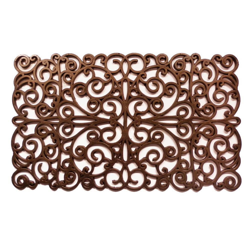 Home More Bronze Scroll Rubber Door Mat 18 In X 30 In