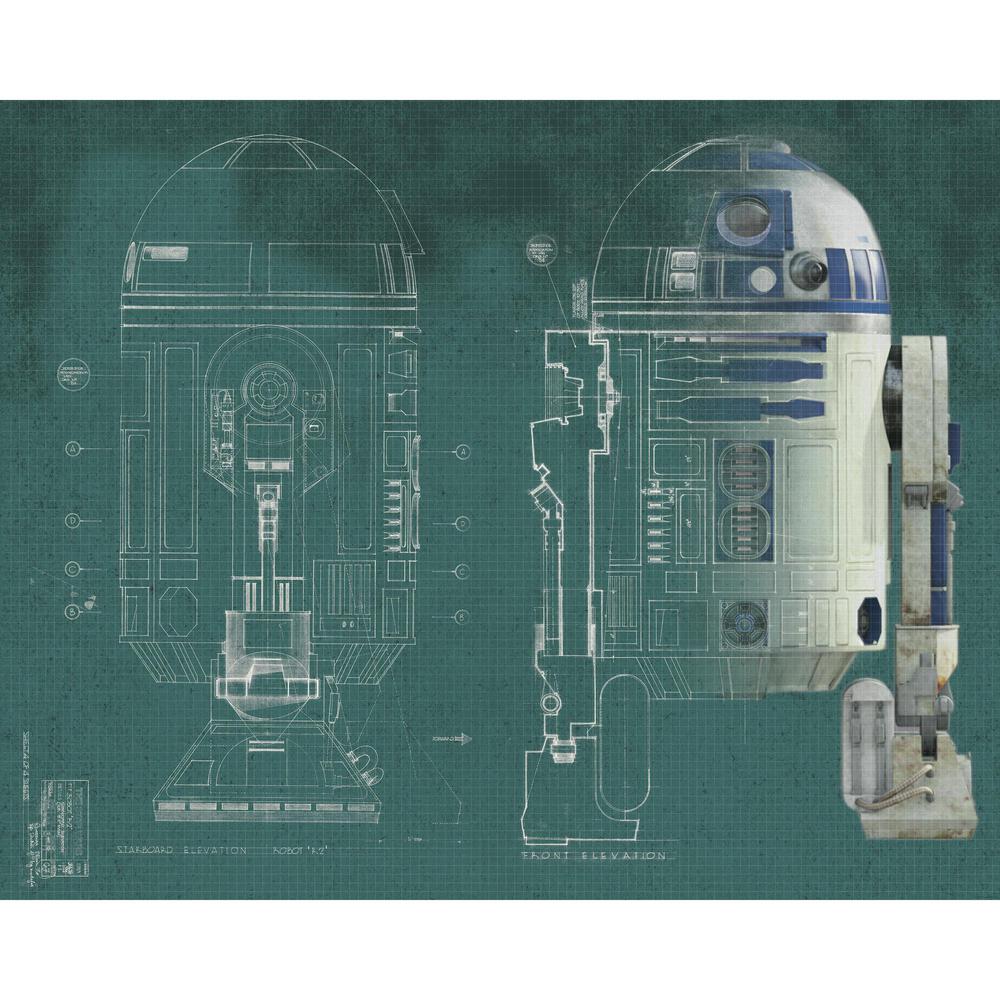 90 In X 72 In Star Wars R2 D2 Prepasted Mural 5 Panel Prepasted Mural