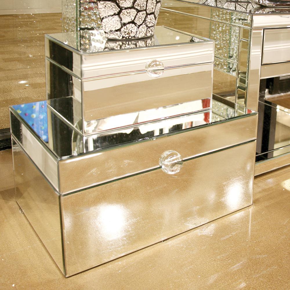 Small Clear Mirrored Decorative Box with Acrylic Handle99036 The