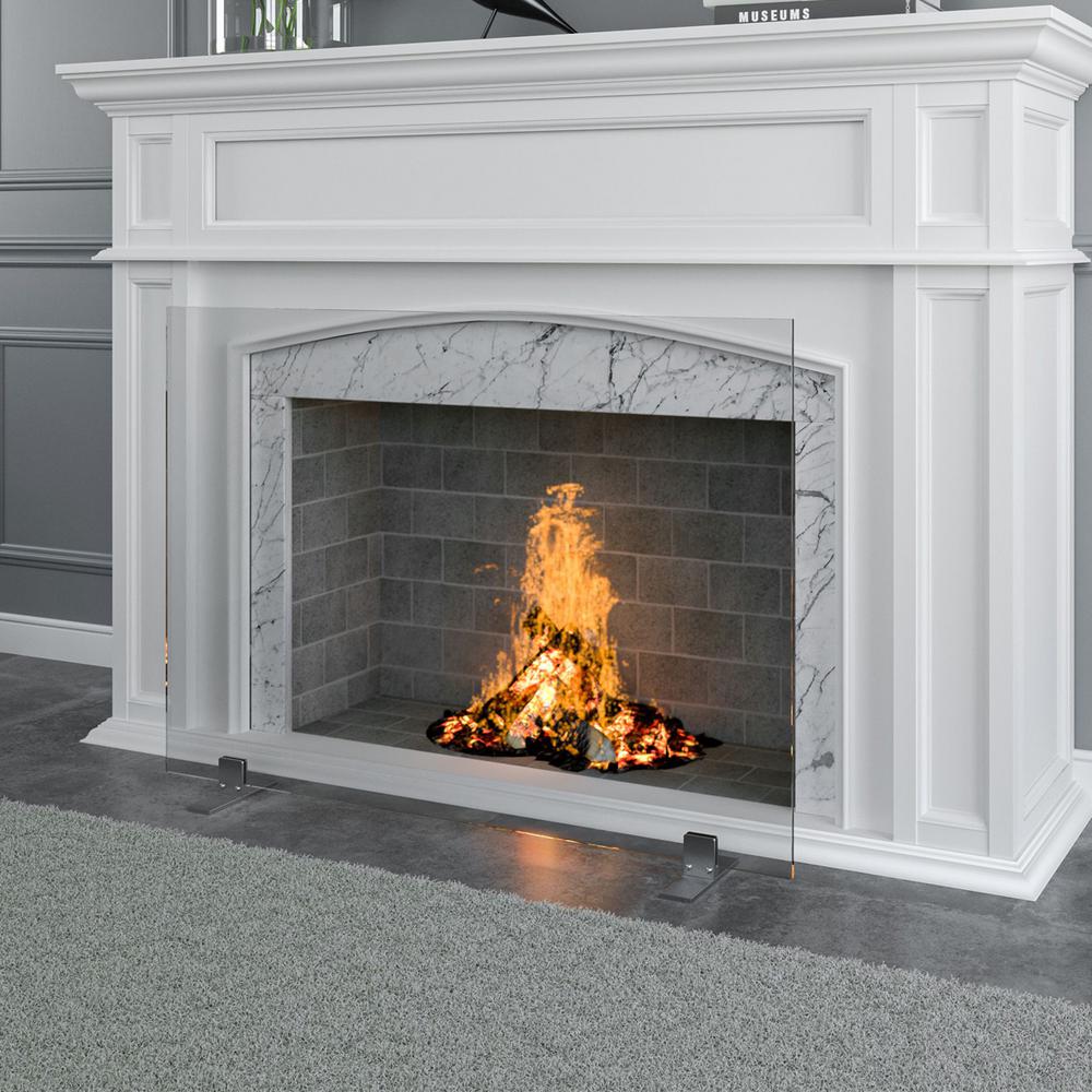 Barton 36 In X 26 Single Panel Freestanding Tempered Glass Fireplace Screen 95043 The Home Depot - Single Panel Glass Fireplace Screen Barton 36 In X 26 Single Panel Freestanding Tempered Glass Fireplace Screen 95043 The Home Depot - Single Panel Glass Fireplace Screen