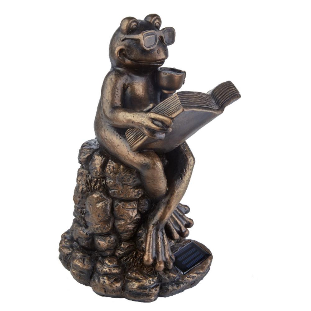 Smart Solar 12 4 In H Reading Tea Frog Statue 3647wrm1 - Sitting Frog With Solar Lantern Garden Statue Smart Solar 12 4 In H Reading Tea Frog Statue 3647wrm1 - Sitting Frog With Solar Lantern Garden Statue