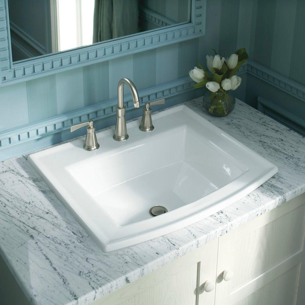 KOHLER Archer DropIn Vitreous China Bathroom Sink in White with