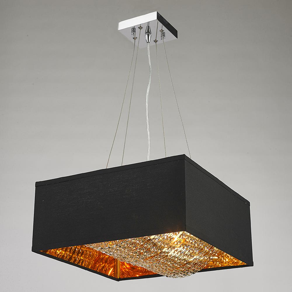 Ritz 5 Light Matte Gold Finish Square Pendant With Black Shade Light Matte Gold Finish Square Pendant