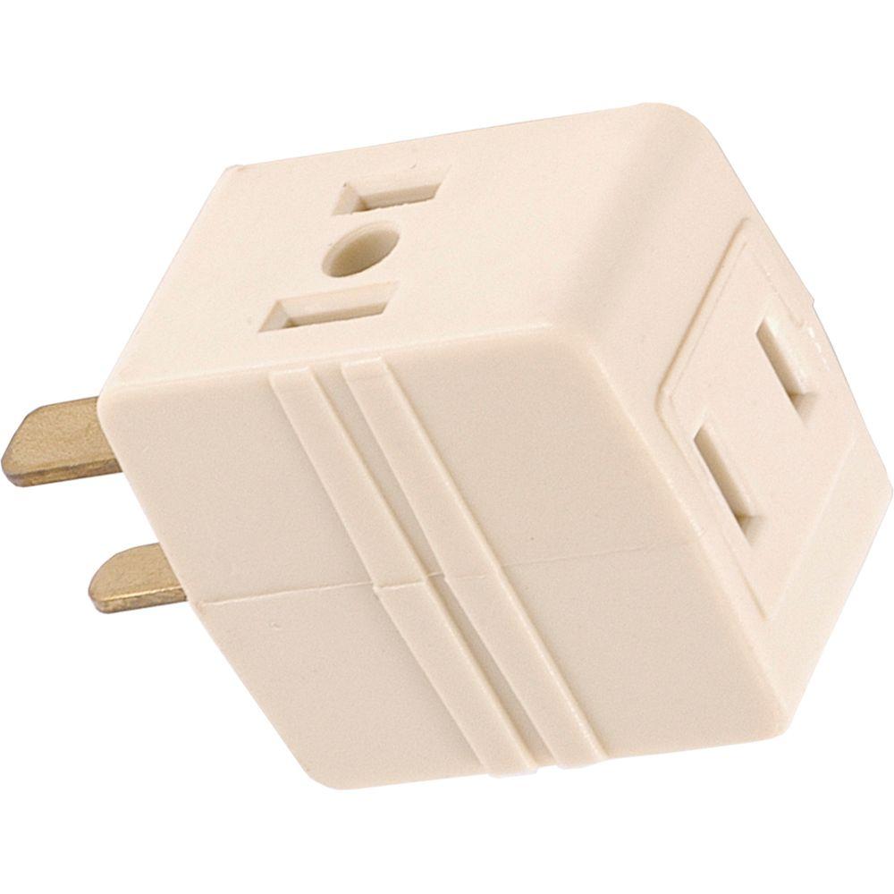 GE 3Outlet Polarized Adapter Plug, Almond58560 The Home Depot