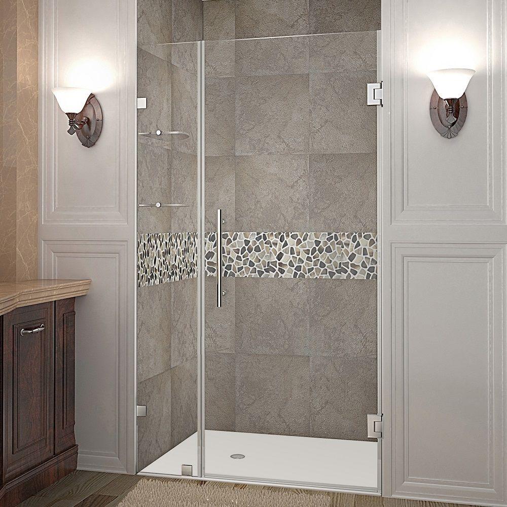 Aston Nautis Gs 36 In X 72 Frameless Hinged Shower Door Nautis Gs 36 In X 72 Frameless Hinged Shower Door Stainless Steel With Glass Shelves