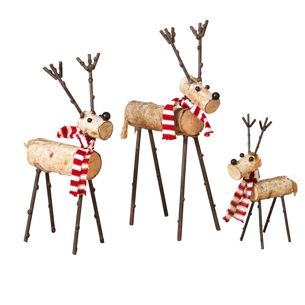 S/3 Asst Wood Deer Figurines2272270EC The Home Depot