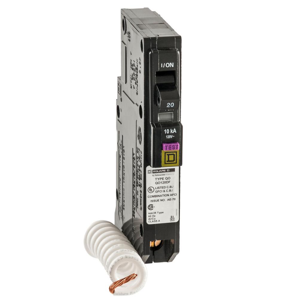 Square D Qo 20 Amp Single Pole Dual Function Cafci And Gfci Circuit Breaker Qo120dfc The Home Depot