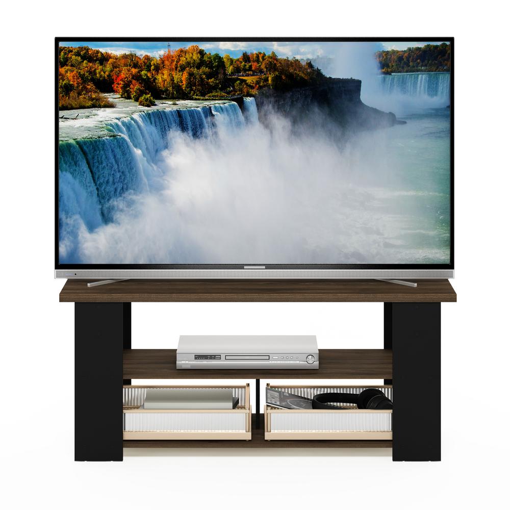 Furinno Jaya 46 85 In Columbia Walnut Black Tv Stand Fits Tv S Up To 50 In 15118cwnbk The Home Depot