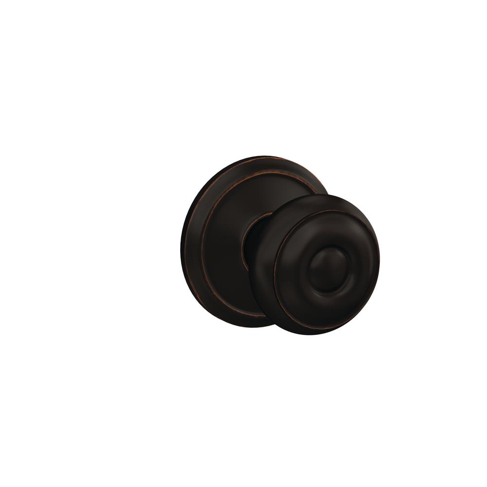 Schlage Custom Georgian Aged Bronze Alden Trim Combined Interior Door Knob