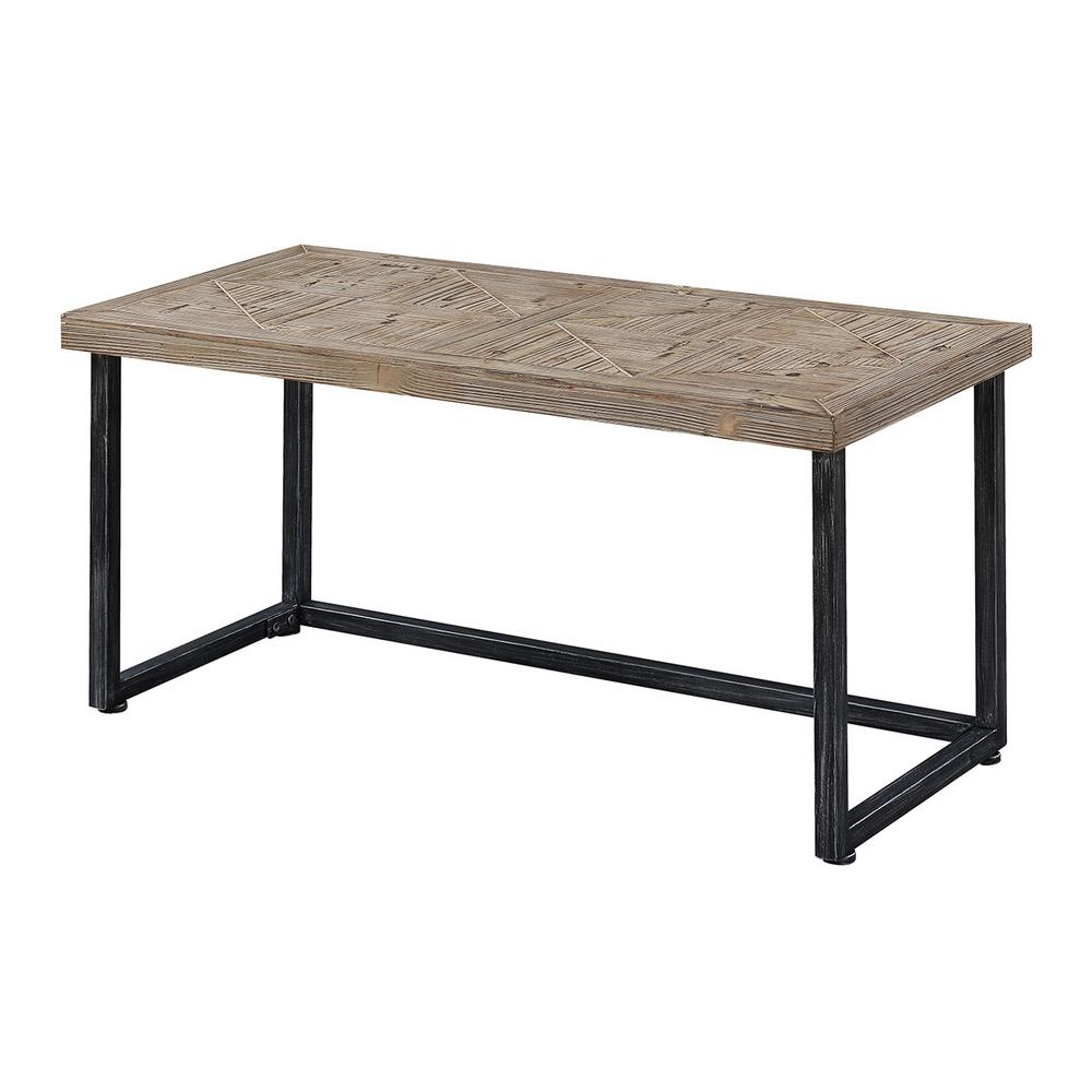 Noble House Oak Black Rectangular Wood and Metal Coffee Table299987