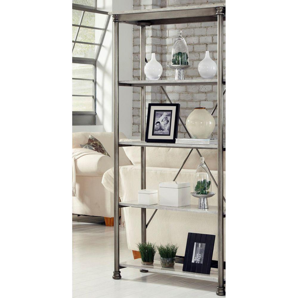 Home Styles Five Shelf 38 In W X 76 H 16 D Marble And Home Styles Five Shelf 38 In W X 76 H 16 D Marble And Steel Orleans Shelving Unit 5060 The Depot