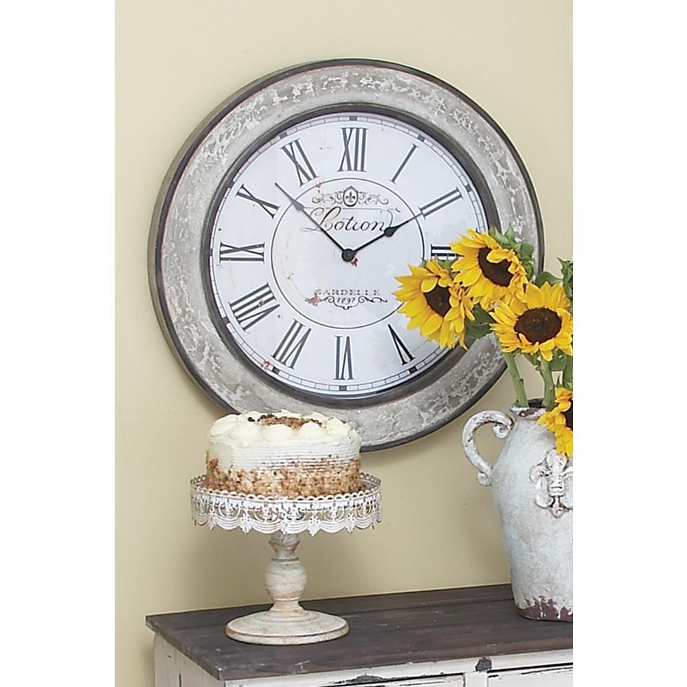 WhiteWashed 24 in. Round Wall Clock53818 The Home Depot