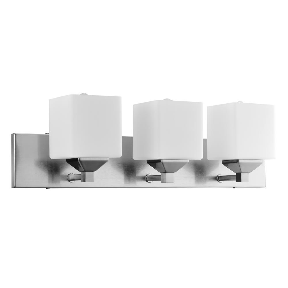 Sunlite 16 in. 2light Brushed Nickel Square Shade Wall Vanity Light with Frosted Glass Shade