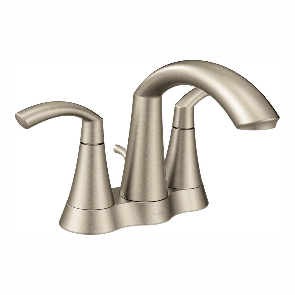 MOEN Glyde 4 In Centerset 2 Handle High Arc Bathroom Faucet In Brushed   Brushed Nickel Moen Centerset Bathroom Sink Faucets 6172bn 64 1000 