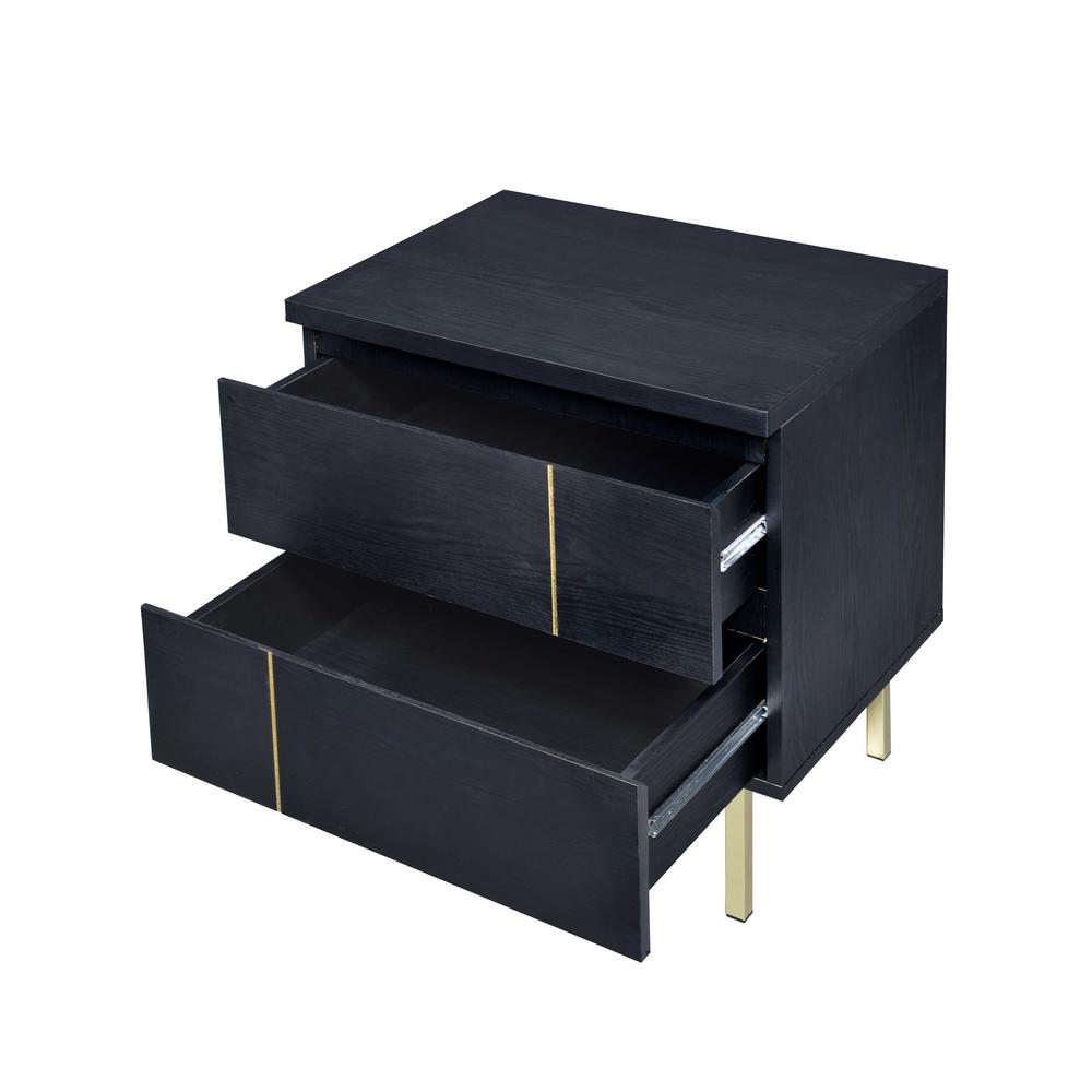 Homeroots Amelia 2 Drawer 21 In X 16 In X 22 In Black And Brass Metal Nightstand 319131 The Home Depot