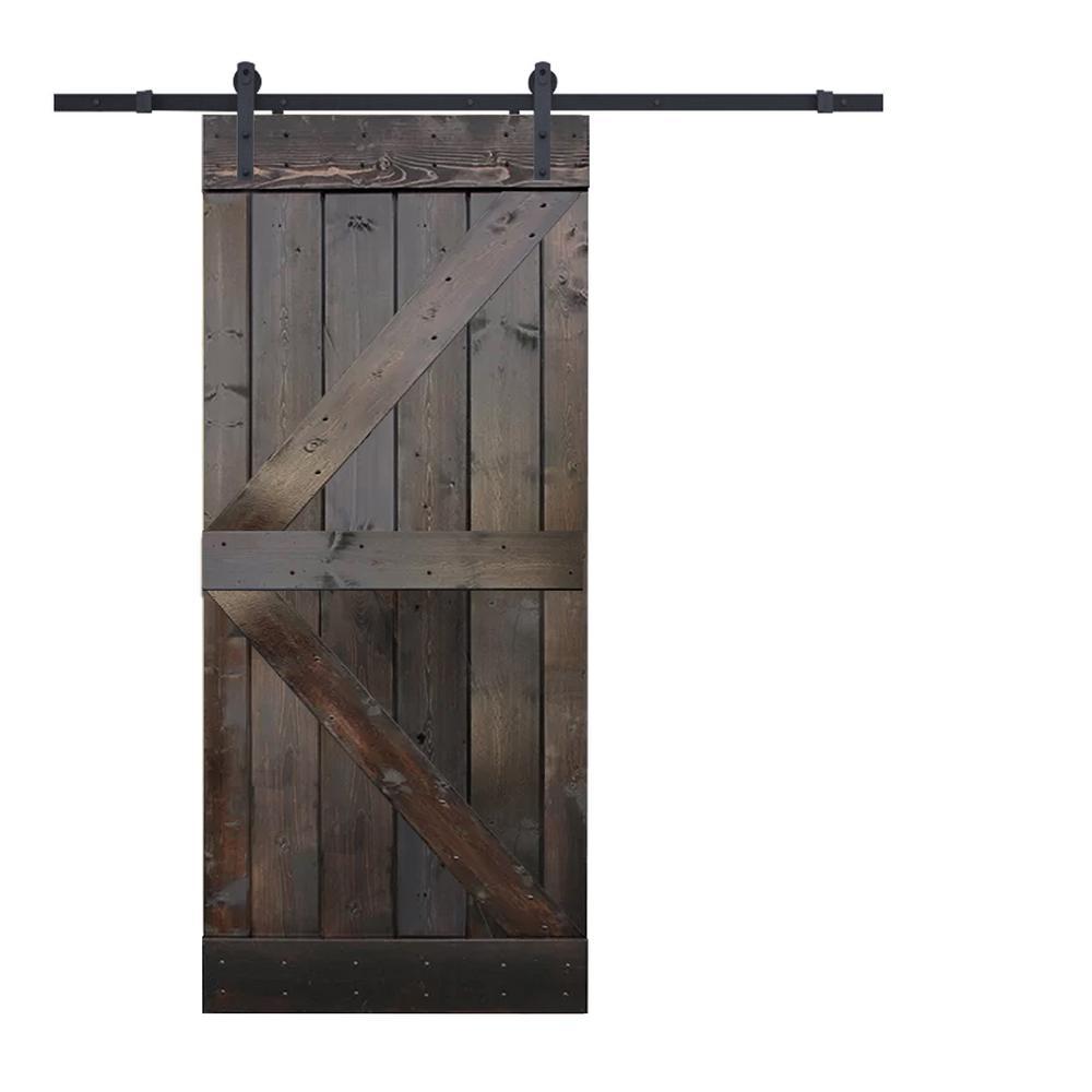 Calhome 30 In X 84 In K Style Knotty Pine Wood Diy Barn Door With Sliding Door Hardware Kit