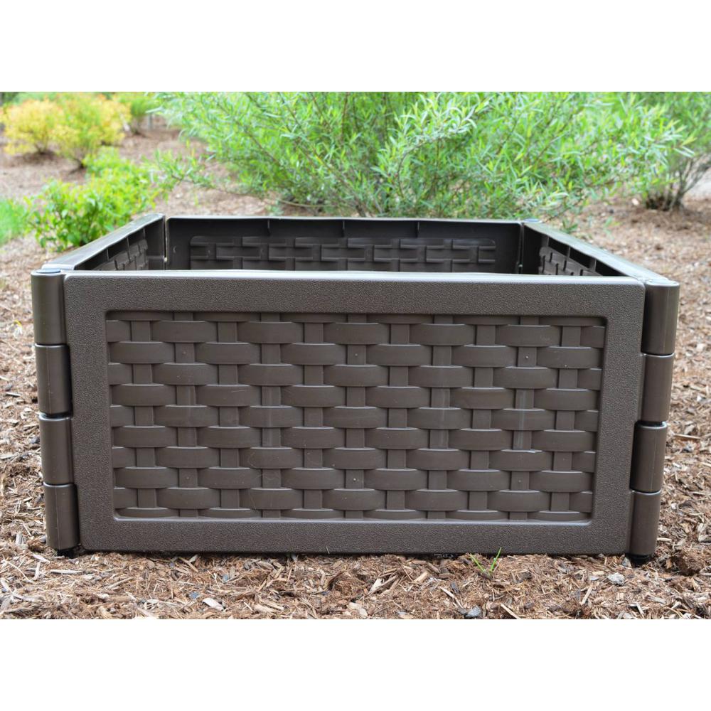 Zenport 20 in. x 20 in. Brown Plastic Raised Garden BedF580 The