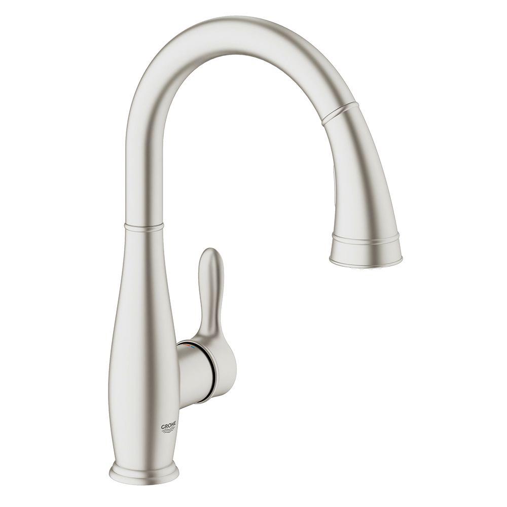 GROHE Parkfield Single Handle Pull Down Sprayer Kitchen Faucet