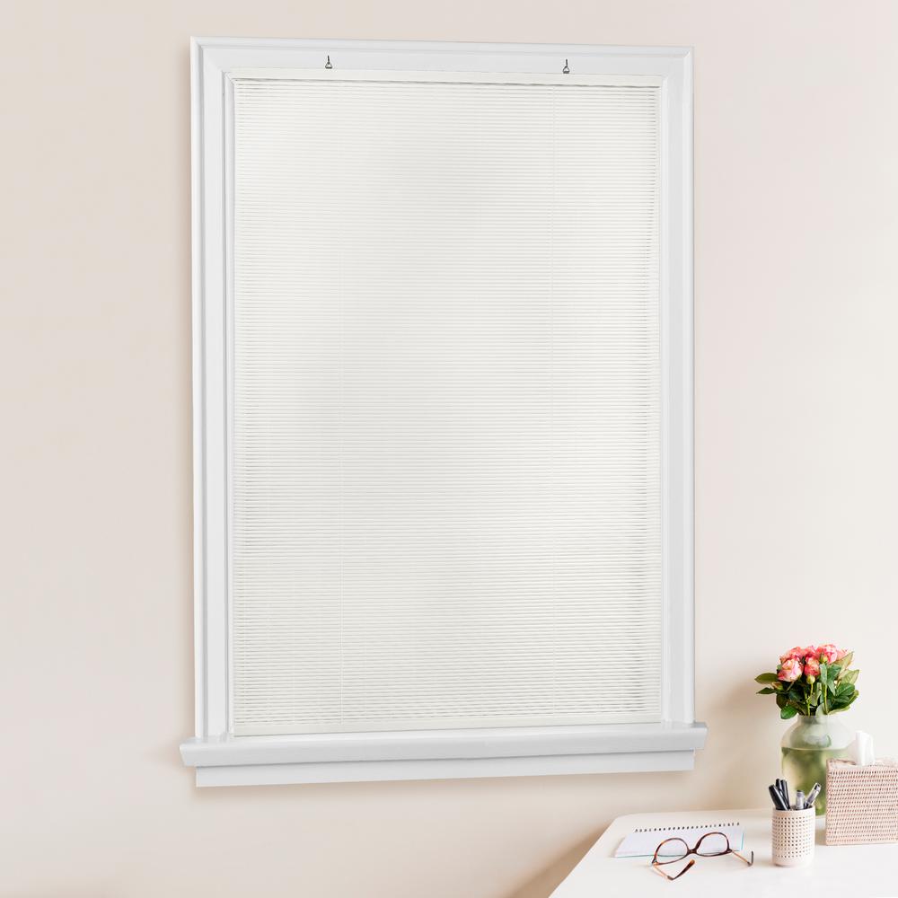 Achim Solstice White Cordless LightFiltering Vinyl RollUp Blind 1/4 in. Slats 60 in. W x 72